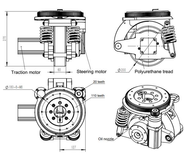 ZL-B27 Damping Agv Vertical Steering Wheel Drive Strong Ability To Cross Obstacles Motor Roller