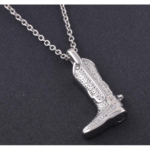 CNC Inlay Technology Men's Military Boot Cremation Jewelry Keepsake Pendant Necklace