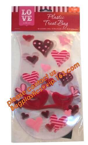 Decorative Candy Cello Bag Valentine's Day Clear Plastic Treat Bag,valentine's day Promotion gift colorful heart silicon