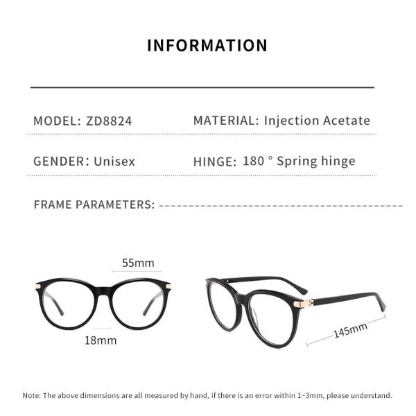 Классики стекел ацетата Eco рамка 55mm Очкиes объектива дружелюбной круглой ретро ясная