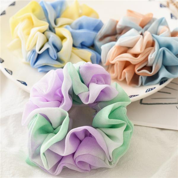Chiffon tie-dye hairband thin curly hair scrunchie rubber band fabric headstring hair accessories