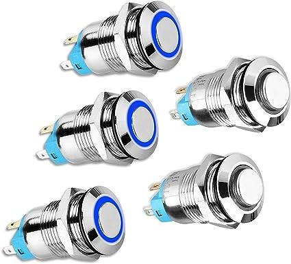 Silver Push Button Latching Switch On Off 12mm Metal Push Button Switch