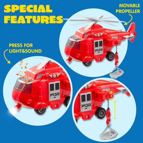 Battery-Free Friction Toy Toddler Truck Fire Engine Emergency Vehicle for Kids Age 3-9
