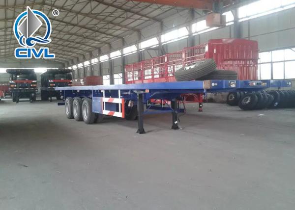 3 Axle Flatbed Semi Trailer With 28T Single Speed Leg  And Guangdong Fuwa Brand Axles Demission Is 12400X2450X1280mm