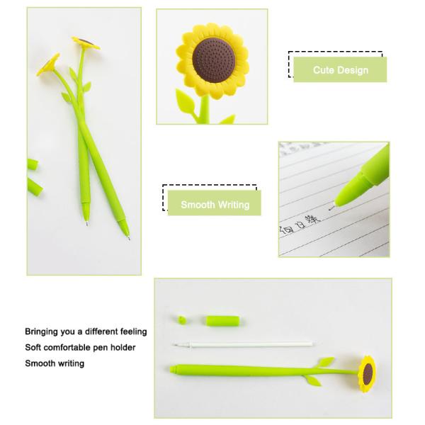 Cute dessin animé de tournesol de silicone stylo neutre de l' élève Papeterie swing stylo cadeau