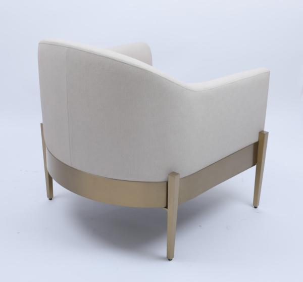 White Fabric Single Lounge Armchair Sofa Luxury Comfortable Gold Metal Frame