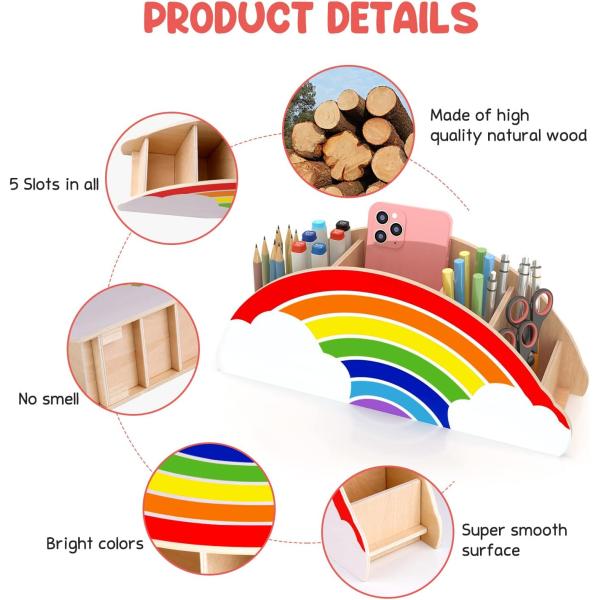 Silk-Screen Printed Bamboo Wood Caddy for Phone and Supply Organization in Solid Wood