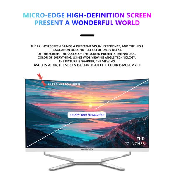 Загнутый 27-дюймовый ПК с процессором Intel Core I5 и клавиатурой мыши