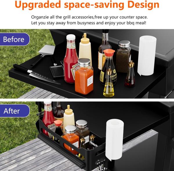 Stainless Steel Grill Accessories Caddy with Paper Towel Holder for Outdoor Grill Griddle