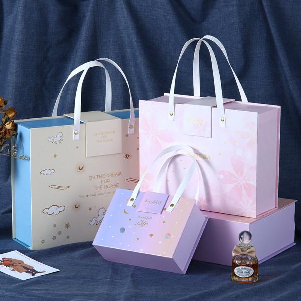 Gift Box Set Valentines Day Surprise Packaging Handmade Pastel Printing Carry Handle Design Girlfriend Gift Box