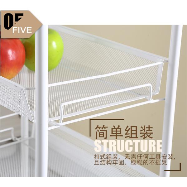 Rustproof 3 Tier Stainless Steel Cart , 10kg Bearing Steel Basket Trolley