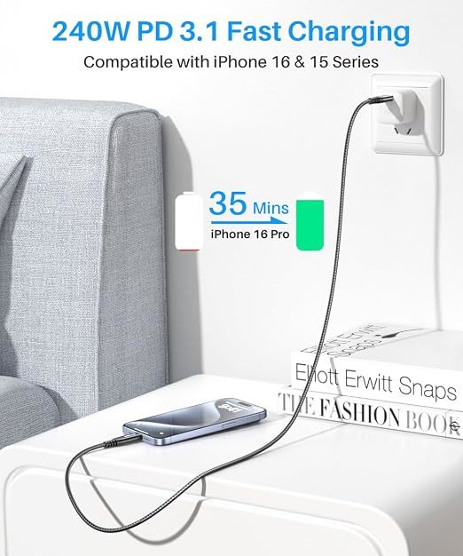 1.8M Universal Fast Charging Cable 240W Quick Charging Cable 480 Mbps Compatible With Various Devices