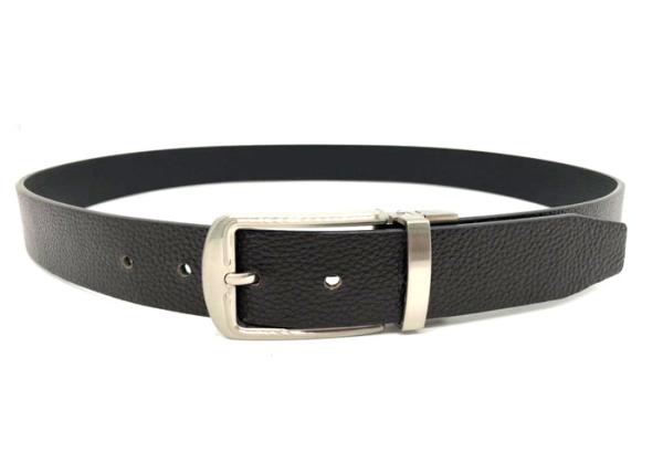 Reversible Buckle Mens Genuine Leather Dress Belt / Thick Black Belt For Dress
