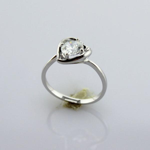 Jewelry 925 Silver Engagement Ring with 6mm Heart Shape CZ Diamonds Ring(F17)