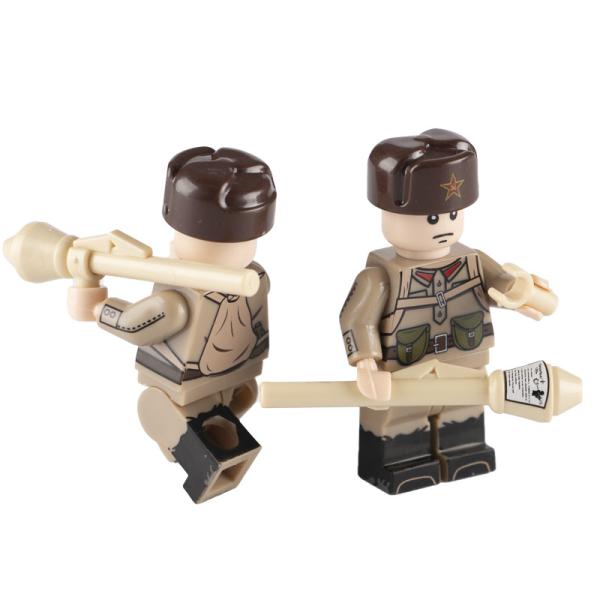 MOC WWII army soldier figure with military weapon toy for kids German panzerfaus rocket launcher gun building brick