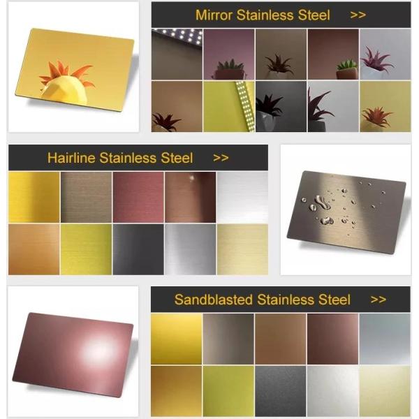 Cold Rolled Stainless Steel Plate Sheet 201 304 Golden Color Mirror 8K Decorative