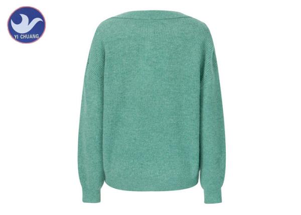Buttons On Shoulder Womens Knit Pullover Sweater Boat Neck Pass Social Audit Sweater Factory