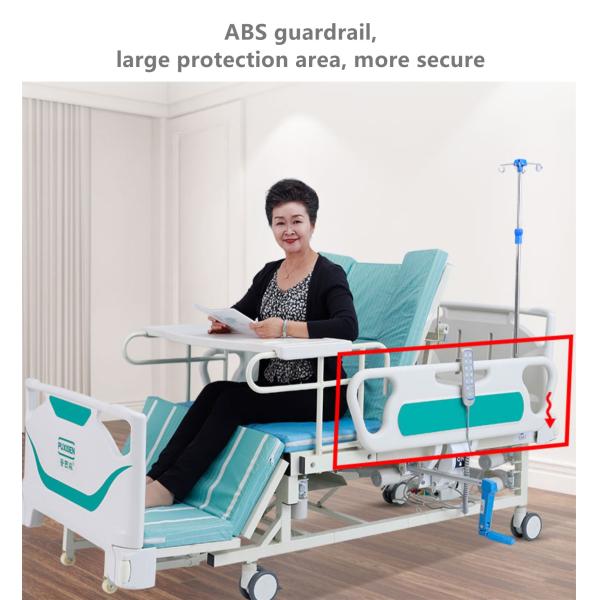 ABS Guardrails Metal Nursing Hospital Adjustable Beds With 4 Castors