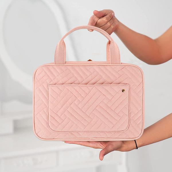 Hanging Toiletry Organizer Bag Travel Pink Camping Carry On 7.4x3x11 Inch