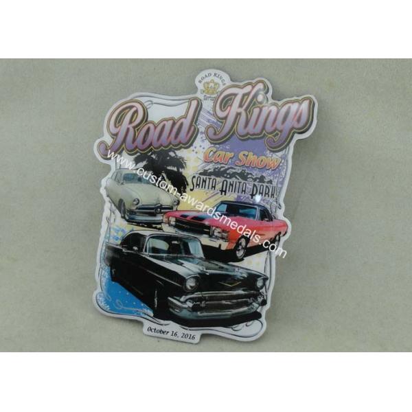 Metal Car Emblem Souvenir Badges By Brass Stamped , Soft Magnet Fridge Badges