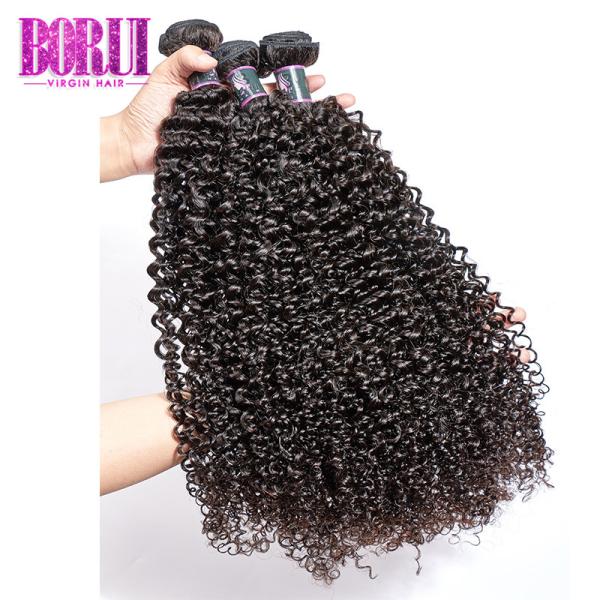 Brazilian Afro Kinky Curly Human Hair Weave Bundles With Closure 4Bundles Deals