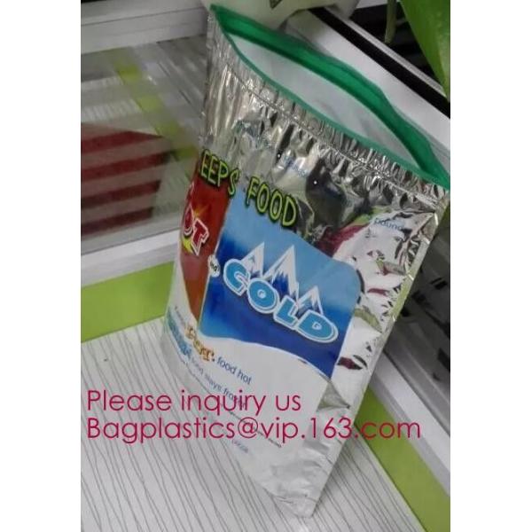Custom Packing Aluminum Foil Zip-Lock Grocery Handle Thermal Insulation Cooler Bag For Outdoors,Promotional Insulated La
