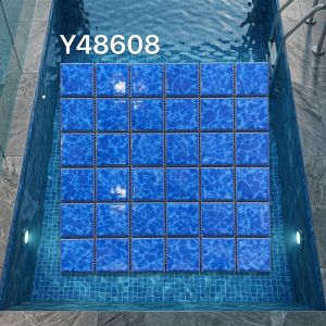 Hot Sale 48*48mm Swimming Pool Blue Ceramic Mosaic Tiles