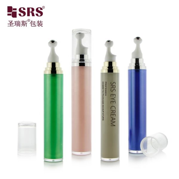 Massage Roller Acrylic Bottle Blue Green Pink Face Eye Cream Bottle With Pump Roller Bottle