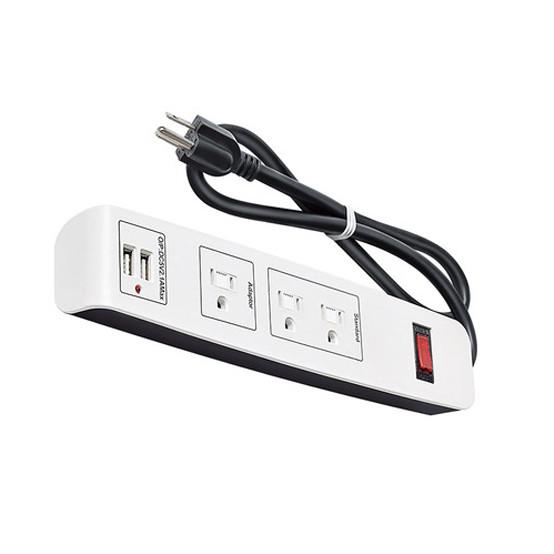 3 outlet Power Strip and Extension Socket With 15A Circuit Breaker Surger Protector 2USB