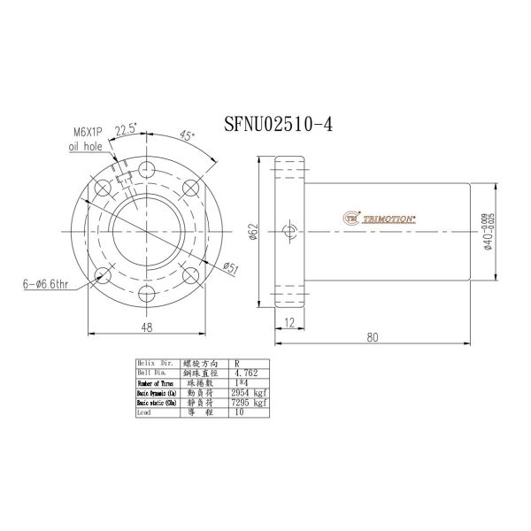 Vis à billes TBI SFNU02510, ensemble pour la fabrication électronique