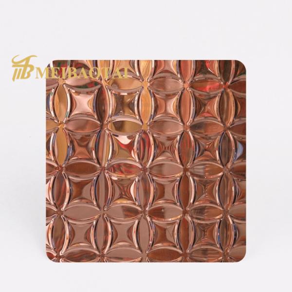 JIS Embossed Stainless Steel Sheet Rose Gold Plating 3D Decorate SS Plate 4x8 0.65mm Thk