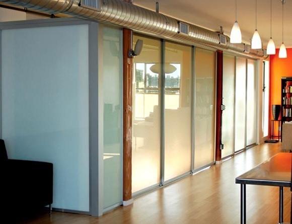 Opaque Milk White Glass Panel Office Partitions , Glass Partition Panels