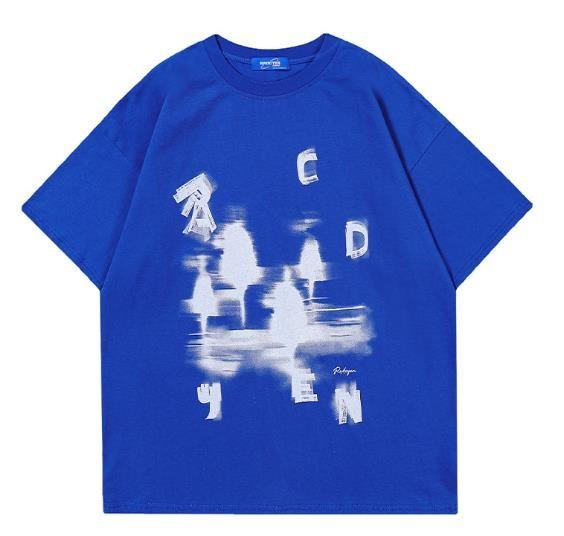 Camiseta masculina de manga curta manga curta solta moda de algodão em pequena quantidade