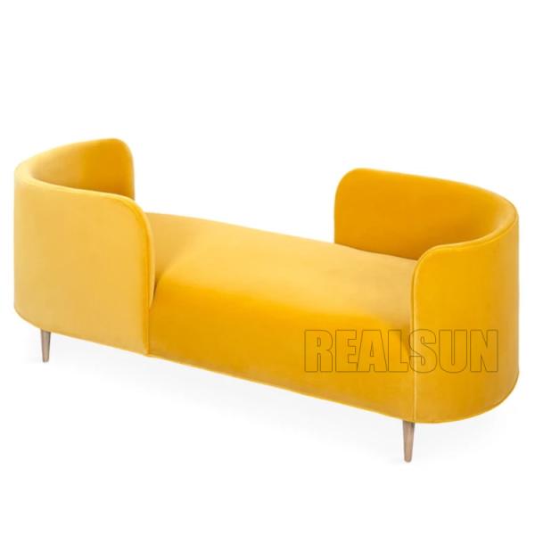 Oslo Chaisesolid Sofa Home Wood Furniture With Solid And Yellow Color Velvet Fabric
