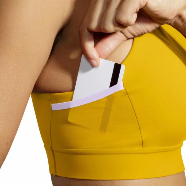 Fashionable Design Ladies Yellow Soft Fitness Yoga Sports Bra with Small Pocket