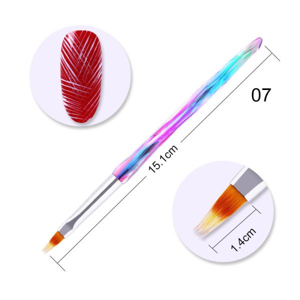 Nylon Acrylic Handle Nail Gel Brush French Glitter Flower Magnet Nail Gel Pen