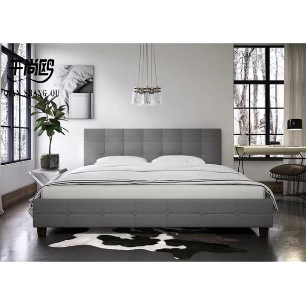 Checkered Stitching Tall Upholstered Bed Low Key Size customizable