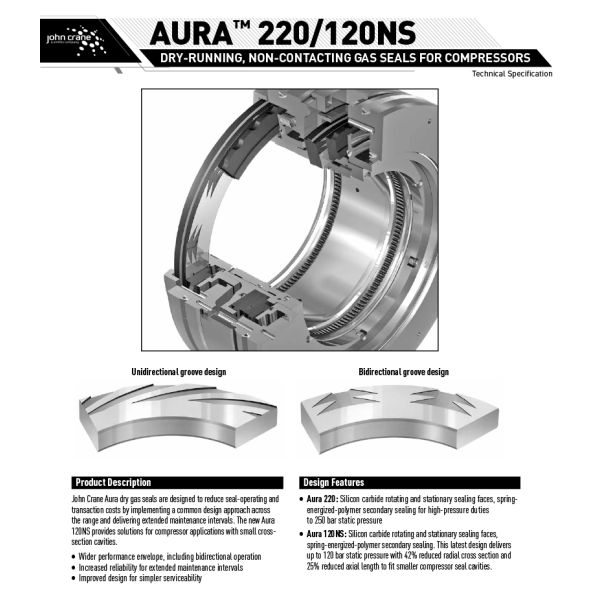 John Crane Aura 120NS Dry Gas Seals Cartridge Mechanical Seal for Compressors