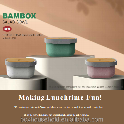 190*150*100 mm Microwavable Food Container Eco Custom Logo Color Separated Space BPA Free Bamboo Storage Box Container