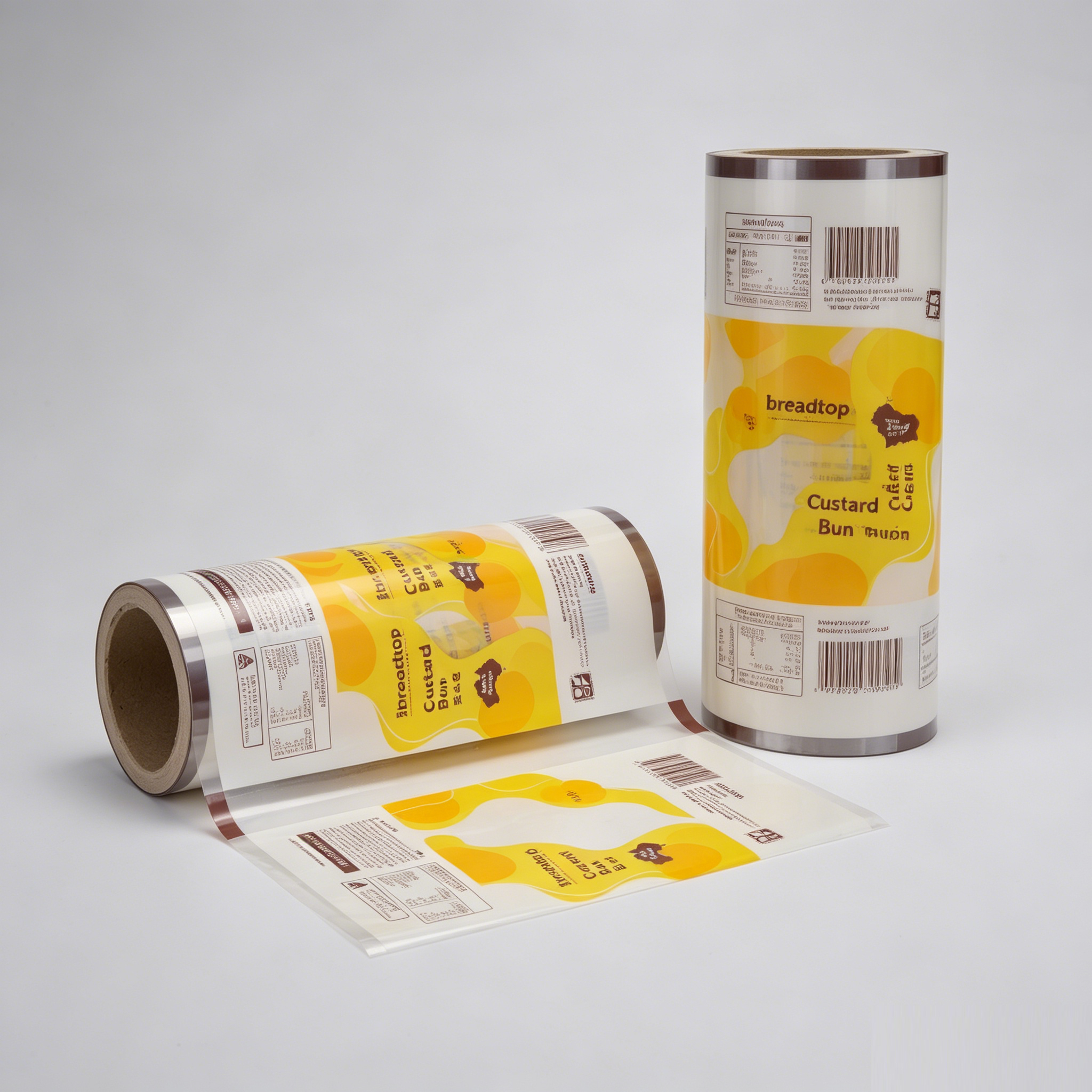 Food Grade Laminated Packaging Roll Film For Custard Bun Cream Filled Bread | BOPP/CPP PET/PE Automatic Packing Roll Stock For Bakery Pastry OEM Custom Printed