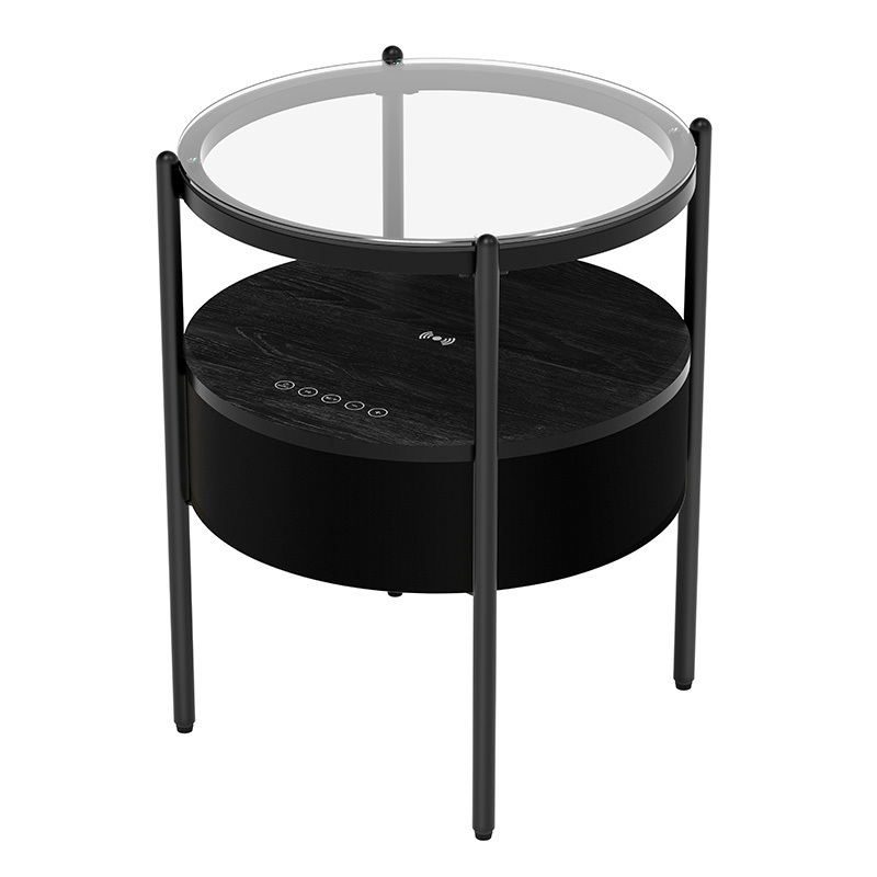 Bluetooth Speaker Accent Side Table Smart Nightstand with Built‑in Speaker Wireless Charging USB Port