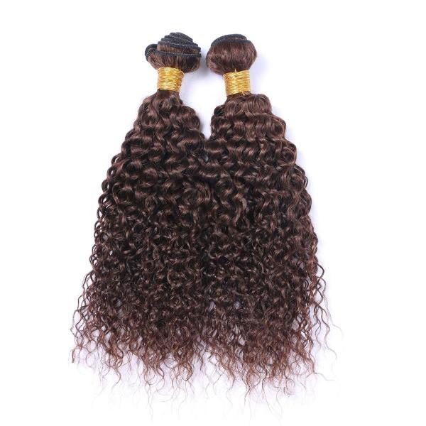 #4 Medium Brown Kinky Curly Remy Human Hair Bundles Sew In Weave Bundles Brazilian Bundle Deals