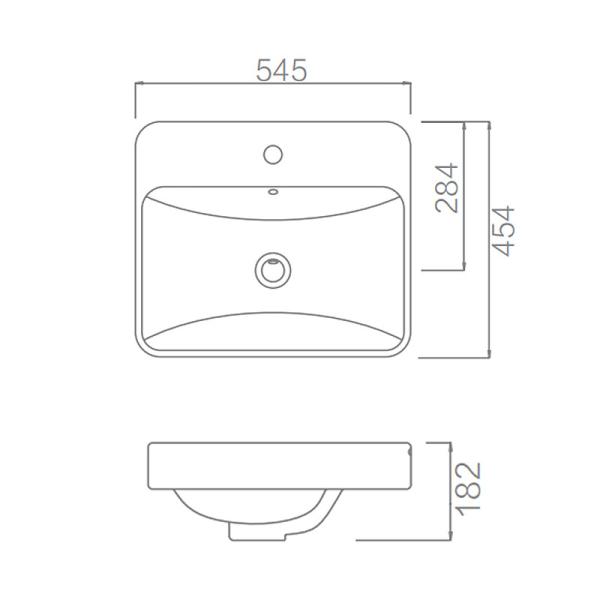 Countertop формы таза мытья Bathroom прямоугольный с отверстиями