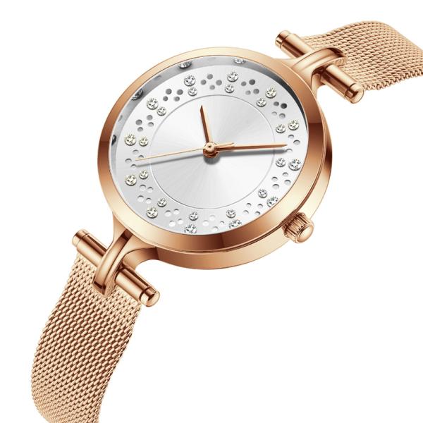 3ATM Waterproof Genuine Diamond Quartz Watch Vacuum Electroplating Skinfriendly