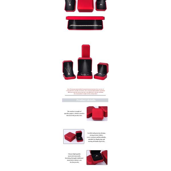 Luxury Jewelry Display Box with LED Light and Custom Logo Red Paint Finish 10*10*5cm