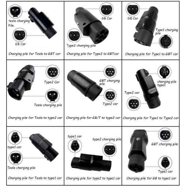 e-mingze ev charging connector and adapter EV Car Charging Plug Adaptor Tesla to J1772 Type1 car EV charging pile Tesla Adapter