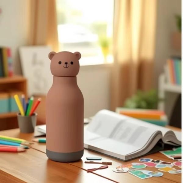 Premium 16oz Insulated Stainless Steel Kids Water Bottle with Detachable Soft Animal Head Lid – Fun, Safe, Eco-Friendly and Leak-Proof Thermos for School, Travel, Sports and Everyday Drinking