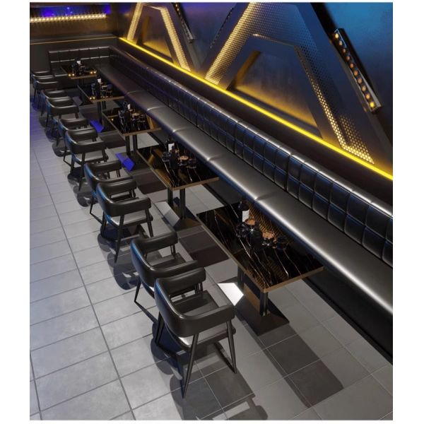 Custom Made Light Luxury Night Club bar Pub Restaurant U Shape Sofa and Dining Table Combination Furniture