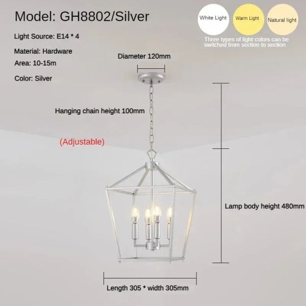 Loft Vintage Iron Birdcage Pendant Light Modern  Darlana Linear Lantern Chandelier（WH-AP-640）