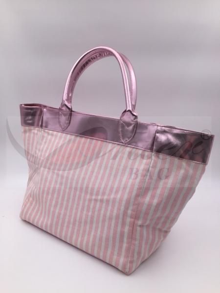 Pink Stripe 12oz Canvas Lightweight Tote Bags For Travel OEM / ODM Available
